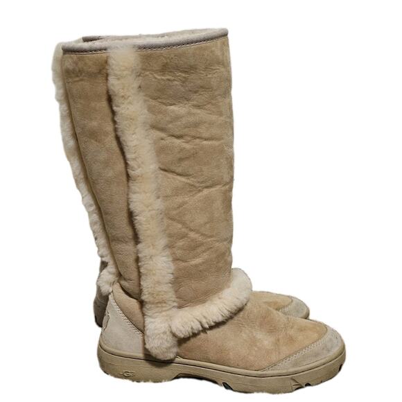 UGG Sunburst Tall Women’s Size 9 Sand Suede Shearling Outdoor Boots - Picture 4 of 11
